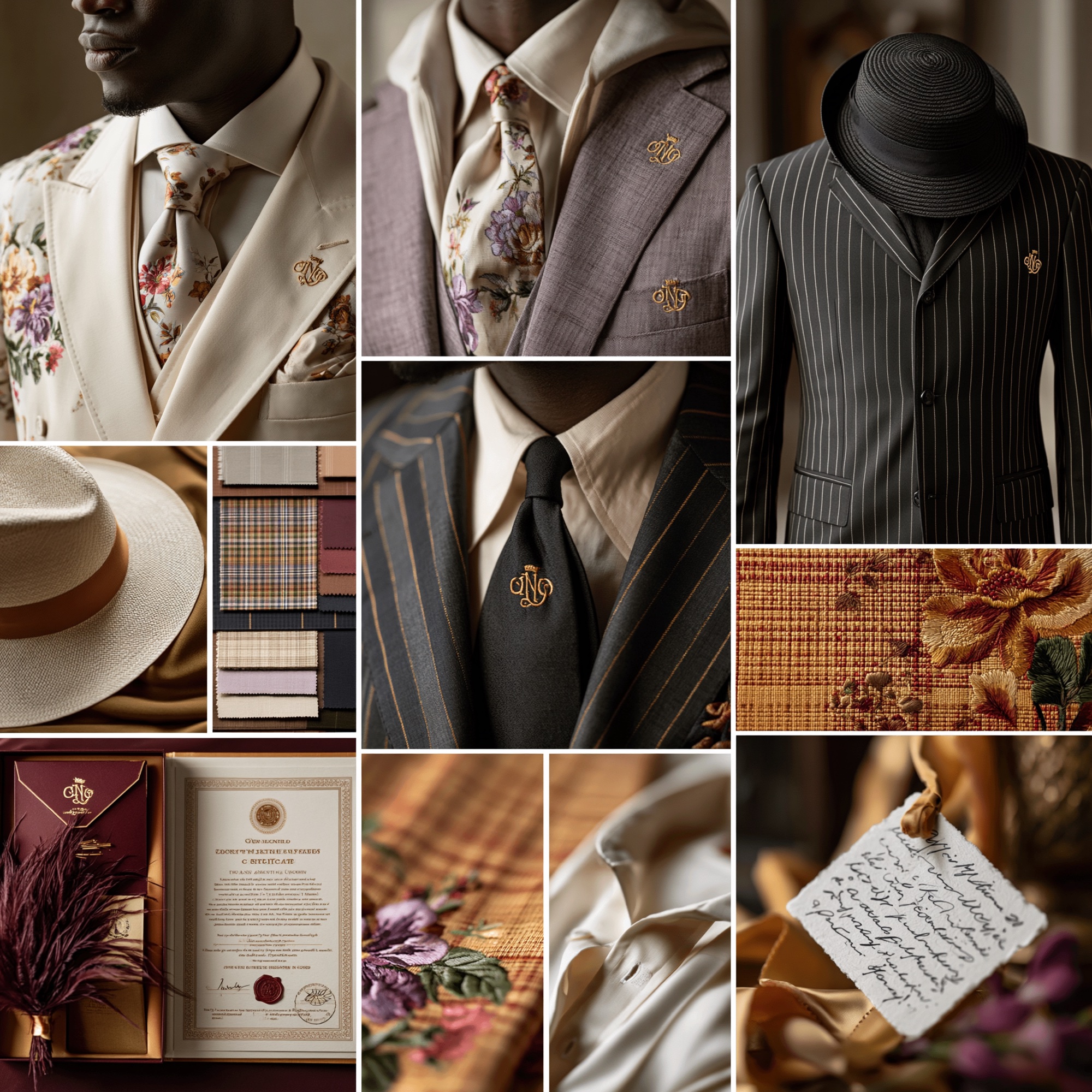 Rust and gold tailoring details