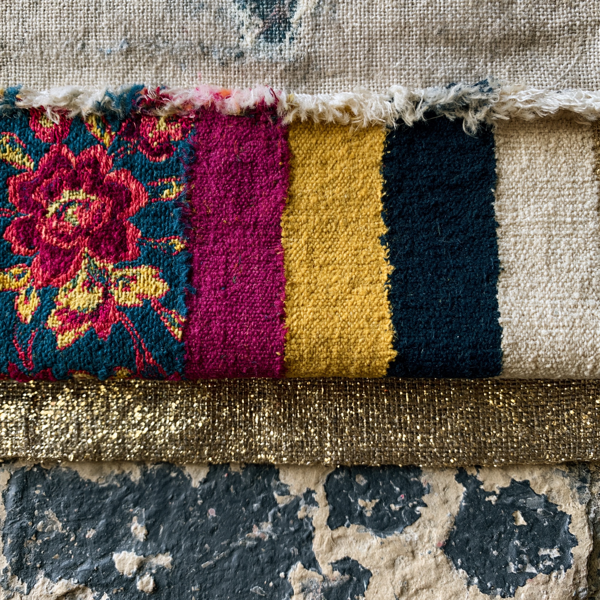 Rich textile textures — pique, weave, mother-of-pearl